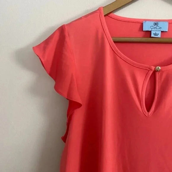 Cece Coral Flutter Blouse - Picture 5 of 6